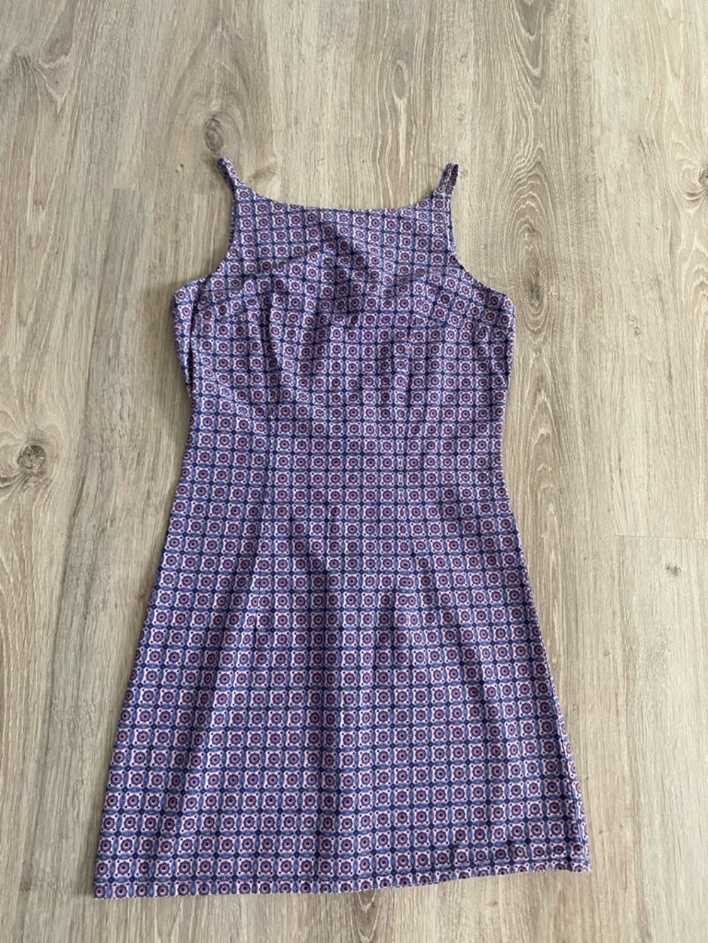 Vintage Purple Patterned Mini Dress